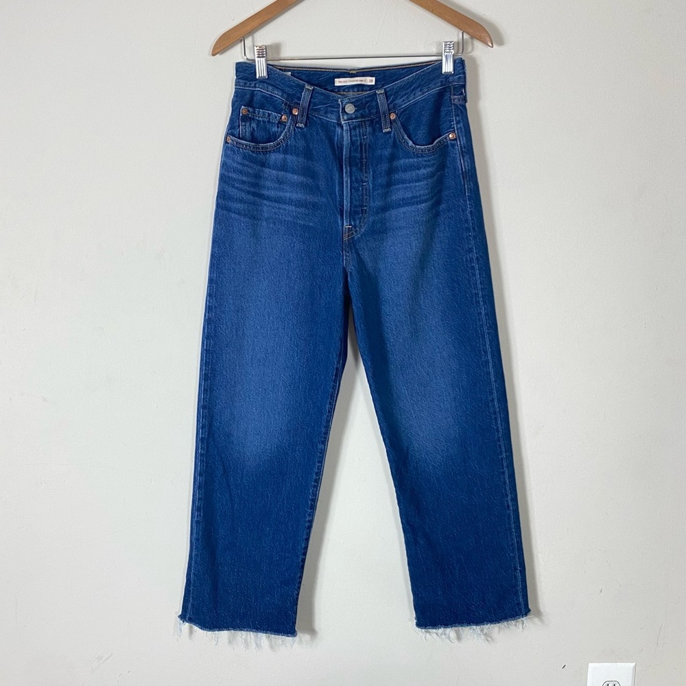 Levi’s Ribcage Straight Ankle Jeans in Noe Down Dark Wash - 28x27 - Picture 9 of 16